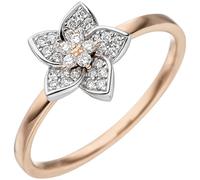 Gr. 58 - Damen Ring 585 Gold Rotgold Weißgold bicolor 30 Diamanten Brillanten Rotgoldring - Gold / 56
