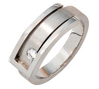 Gr. 58 - Damen Ring 950 Platin matt 1 Diamant Brillant 0,10ct. Platinring - Grau / 52