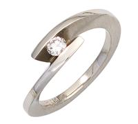 Gr. 58 - Damen Ring 950 Platin matt 1 Diamant Brillant 0,15ct. Platinring - Grau / 50