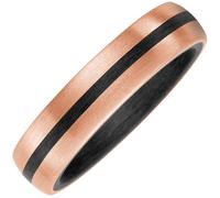 Gr. 58 - Partner Ring Carbon mit 585 Gold Rotgold matt Partnerring - schwarz/grau / 58