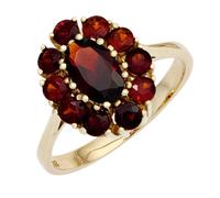 Gr. 60 - Damen Ring 375 Gold Gelbgold 11 Granate rot Goldring GranatringGold / 62