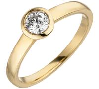 Gr. 60 - Damen Ring 585 Gold Gelbgold 1 Diamant Brillant 0,25 ct. Diamantring SolitärGold / 54