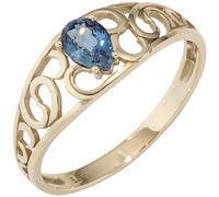Gr. 60 - Damen Ring 585 Gold Gelbgold 1 Safir blau Goldring - Gold / 58