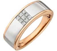 Gr. 60 - Damen Ring 585 Gold Rotgold bicolor 9 Diamanten Princess Schliff - Gold / 60