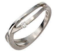 Gr. 60 - Damen Ring 950 Platin matt 1 Diamant Brillant 0,05ct. Platinring - Grau / 56