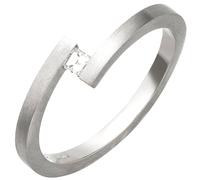 Gr. 60 - Damen Ring 950 Platin matt 1 Diamant im Caree-Schliff - Grau / 58