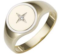 Gr. 60 - Herren Ring 585 Gold Gelbgold bicolor 1 Diamant Brillant HerrenringGold / 66