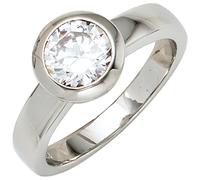 Gr. 62 - Damen Ring 925 Sterling Silber rhodiniert 1 Zirkonia Silberring - Silber / 60