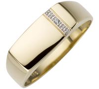 Gr. 62 - Herren Ring 0,005ct 585 Gold Gelbgold 1 Diamant Brillant Herrenring - Gold / 70