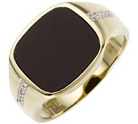 Gr. 62 - Herren Ring 585 Gold Gelbgold bicolor 12 Diamanten Brillanten 1 Onyx HerrenringGold / 66
