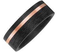 Gr. 64 - Partner Ring Carbon mit 585 Gold Rotgold matt Partnerring bicolor - schwarz/grau / 70