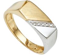 Gr. 66 - Herren Ring 585 Gold Gelbgold Weißgold bicolor 5 Diamanten Herrenring - Gold / 68