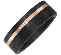 Gr. 66 - Partner Ring Carbon mit 585 Gold Rotgold matt 5 Diamanten Brillanten Partnerring - schwarz/grau / 56