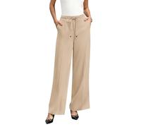 GRACE KARIN Anzughose Damen Elegant Stoffhose Sommerhosen Bequeme Weite Business Hosen Freizeithose mit Abnehmbarer Gürtel Aprikose XL