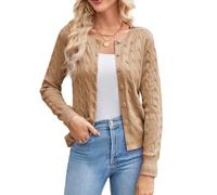 GRACE KARIN Bolero Damen Festlich Kurz Strickjacke Elegant Langarm Knitted Tops Cropped Cardigans Strickjacke L Coffee
