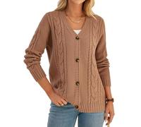 GRACE KARIN Damen Casual Strickmantel Winter Lose Komfort Button Down Cardigan XL Braun