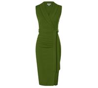 GRACE KARIN Damen Elegant Etuikleid V-Ausschnitt Wickelkleid Business Kleid Midi Casual Hochzeitskleid Herbstkleid 42 Wein