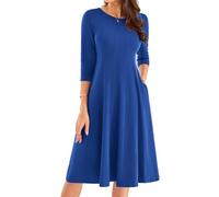 GRACE KARIN Damen Freizeitkleid Sommer Leicht Plisseekleid Damen Fließend Kleid Damen Einfach M Saphir-Blau -8