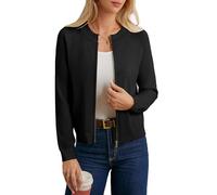 GRACE KARIN Damen Langarm Strickjacke Casual Weiche Gestrickte Jacke mit Reißverschluss Sweatshirt Freizeit Outwear Schwarz L