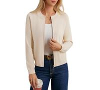 GRACE KARIN Damen Langarm Strickjacke Casual Weiche Gestrickte Jacke mit Reißverschluss Sweatshirt Freizeit Outwear Aprikose L
