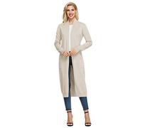 GRACE KARIN Damen Offene Langarm Strickjacke Knitwear Casual Maxi Lang Cardigan Sweater Pullover Aprikose XL CLE02380-19