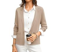 GRACE KARIN Damen-Pullover, Blazer, Business, Casual, Strickanzug, Jacken, langärmelig, leicht, Cardigan, Arbeit, Büro, Khaki, XL