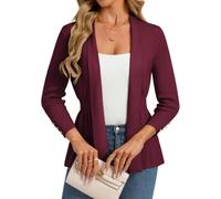 GRACE KARIN Damen Strickjacke 3/4 Ärmel Elegante Langarm Cardigan Blazer | elegante, Lässiger, Vorne Offen, 3/4 Ärmel, blazer, Leichte, schmale Passform