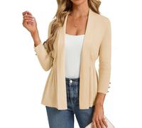 GRACE KARIN Damen Strickjacke 3/4 Ärmel Elegante Langarm Cardigan Blazer | elegante, Lässiger, Vorne Offen, 3/4 Ärmel, blazer, Leichte, schmale Passform
