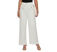 GRACE KARIN Hosen für Damen Hose mit weitem Bein und Taschen elastischer Slim Fit Weiß XL