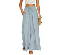 GRACE KARIN Leinenhose Damen Sommer Palazzo Fließend Strandhose