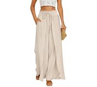 GRACE KARIN Leinenhose Damen Sommer Palazzo Fließend Strandhose