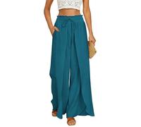 GRACE KARIN Leinenhose Damen Sommer Palazzo Fließend Strandhose