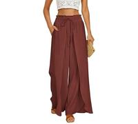 GRACE KARIN Leinenhose Damen Sommer Palazzo Fließend Strandhose
