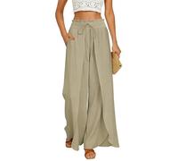 GRACE KARIN Leinenhose Damen Sommer Palazzo Fließend Strandhose