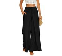 GRACE KARIN Leinenhose Damen Sommer Palazzo Fließend Strandhose