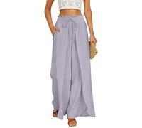 GRACE KARIN Leinenhose Damen Sommer Palazzo Fließend Strandhose