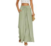 GRACE KARIN Leinenhose Damen Sommer Palazzo Fließend Strandhose
