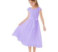 GRACE KARIN Mädchen A-Linie ärmelloses Chiffonkleid formelle Party Hochzeitsgast Schönheitswettbewerb Kleid Violett 5-6 Jahre