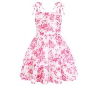 GRACE KARIN Mädchen Blumen Sommerkleid Kinder Festlich Hochzeit Kleid Ärmelloses Rüschen Prinzessin Kleider Rosarot Blume 8 Jahre