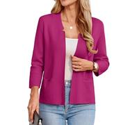 GRACE KARIN Strickjacke Damen 3/4 Ärmel Open Front Blazer Festlich Elegant