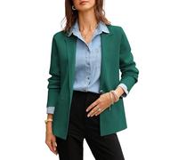 GRACE KARIN Strickjacke für Damen Eleganter Cardigan Langarm im Trachten-Look Basic Dunkelgrün XL