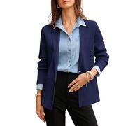 GRACE KARIN Strickjacke für Damen Eleganter Cardigan Langarm im Trachten-Look Basic Marineblau XL