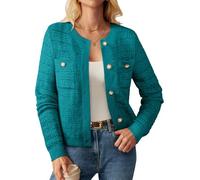 GRACE KARIN Strickjacken für Damen Frauen Elegante Formelle Anlässe Gestrickt Pullover Langarm Warm Flauschig Strickjacke Pfauenblau XXL