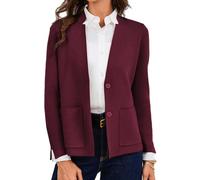 GRACE KARIN Trachten Strickjacke Damen Schwarz Business Büro Weihnachts Cardigan Damen mit Knöpfen Blazer Jacke Urlaub Weinrot XXL
