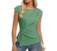 GRACE KARIN Tshirt Damen Elegante Wickelbluse Oberteile Business Work Bluse | Sommer Elegante Flügelärmeln Tops Oberteile Damenbluse mit Raffung-Design, Perfekt für Büro, Freizeit und Alltag
