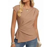 GRACE KARIN Tshirt Damen Elegante Wickelbluse Oberteile Business Work Bluse | Sommer Elegante Flügelärmeln Tops Oberteile Damenbluse mit Raffung-Design, Perfekt für Büro, Freizeit und Alltag