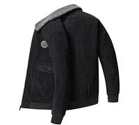 Graceyo Cordjacke Herren Gefüttert Winter Warm Dicken Vintage Umlegekragen Reißverschluss Tasche Cord Plüschjacke Bomberjacke Übergangsjacke Winterjacke Outdoorjacke Freizeitjacke