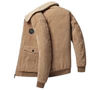 Graceyo Cordjacke Herren Gefüttert Winter Warm Dicken Vintage Umlegekragen Reißverschluss Tasche Cord Plüschjacke Bomberjacke Übergangsjacke Winterjacke Outdoorjacke Freizeitjacke