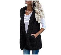 Graceyo Damen Fleeceweste Plüschweste Kunstfell Teddy Fleece Weste Outwear Herbst Winter Outdoor Warm Daunenweste Steppweste Bequem Ärmellos Cardigan Jacke Longweste Westen Tank Tops