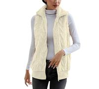 Graceyo Damen Fleeceweste Plüschweste Kunstfell Teddy Fleece Weste Outwear Herbst Winter Outdoor Warm Daunenweste Steppweste Bequem Ärmellos Cardigan Jacke Longweste Westen Tank Tops